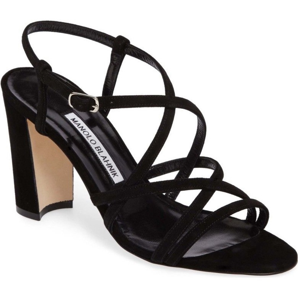 Manolo Blahnik Atrita 90 mm Black Block Heel Sandal | size 41